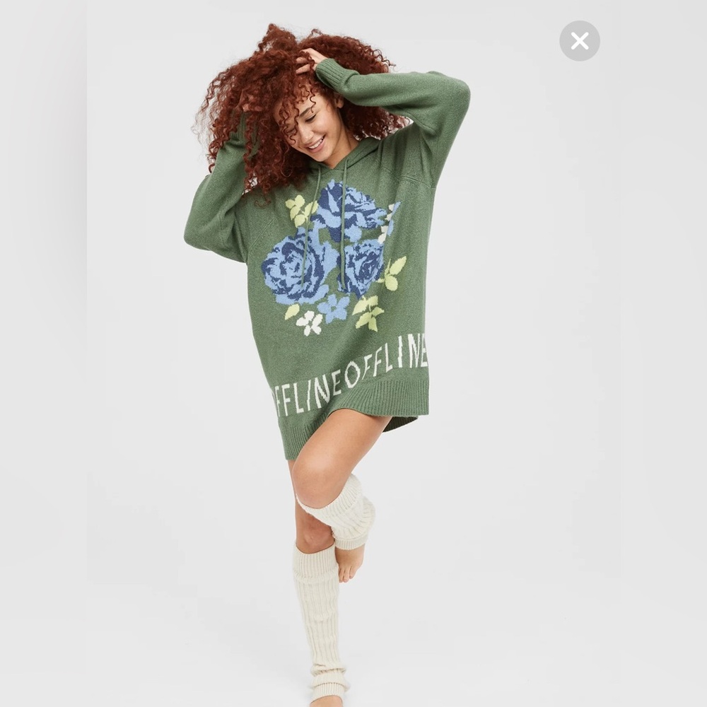 OFFLINE By Aerie   Intarsia Sweater Hoodie Size Medium